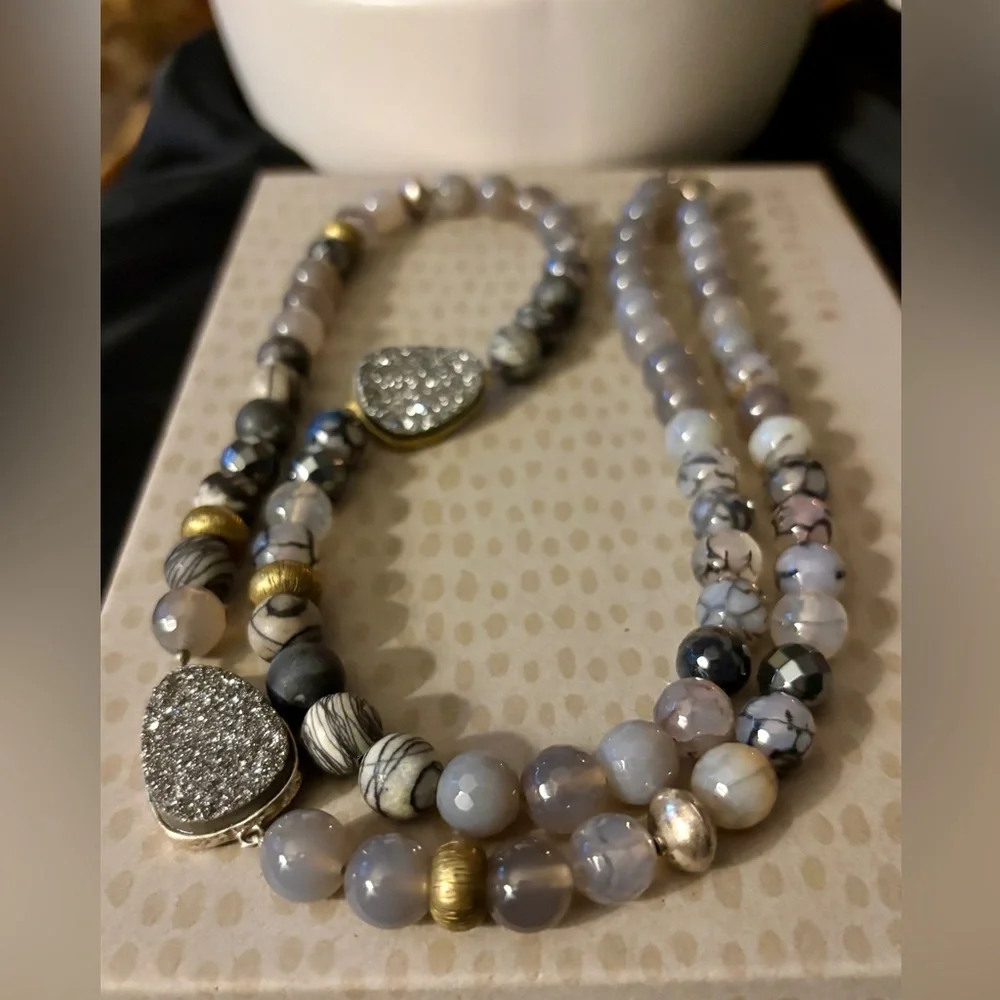 Silpada “Ode to Geode” Natural Agate Druzy Double Strand Necklace - Picture 5 of 5